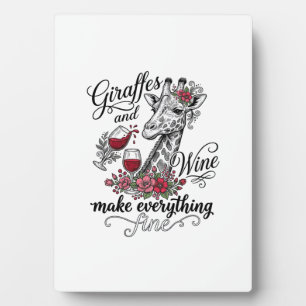 Plaque Photo Girafes Et Vin Gravure Vintage Design De T-Shirt_1