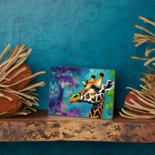 Plaque Photo Giraffe en couleur