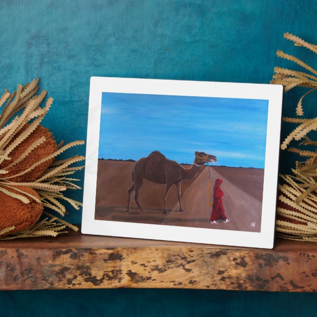 Plaque Photo Girl with Camel Painting by Alfred Fox (Côté)
