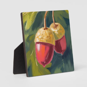 Plaque Photo Glands d'automne   Aquarelle Automne Rouge Vert