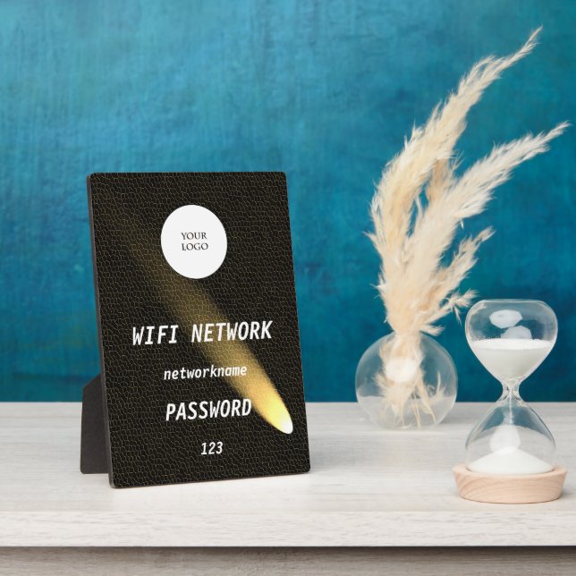 Plaque Photo Glowing Black Leather Share Wifi Network (Côté)