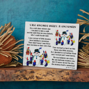 PLAQUE PHOTO GNOMES CONSTRUIRE SNOWMAN