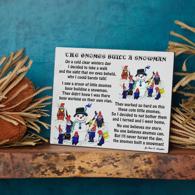 PLAQUE PHOTO GNOMES CONSTRUIRE SNOWMAN (Côté)