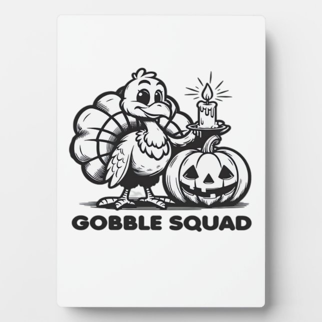 Plaque Photo Gobble Squad  Funny Thanksgiving Turkey Design  Fa (Devant)