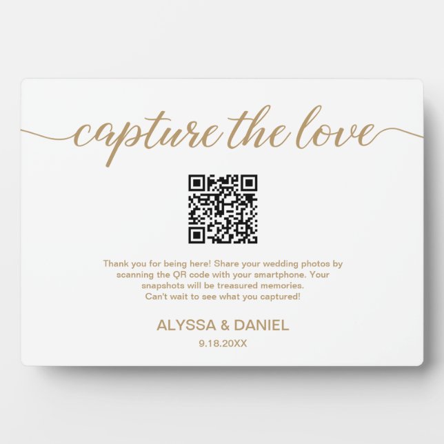 Plaque Photo Gold Capture de l'amour code QR mariage photo part (Devant)