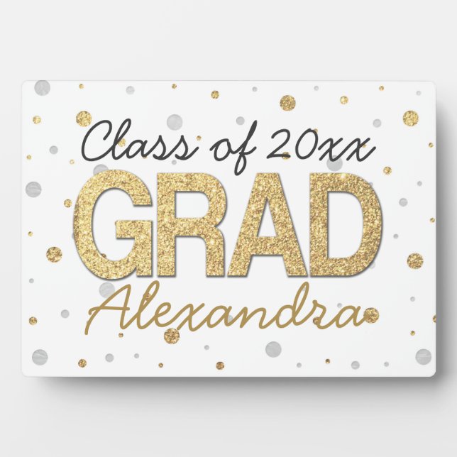 Plaque Photo Gold Foil Parties scintillant Confetti Graduation  (Devant)