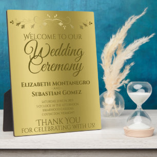 Plaque Photo Gold Gradient & Filigree Elegant Wedding Welcome