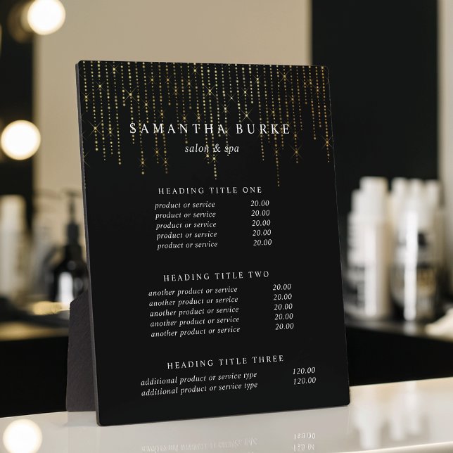 Plaque Photo Gold Marquee | Affichage des prix et des services (Créateur téléchargé)