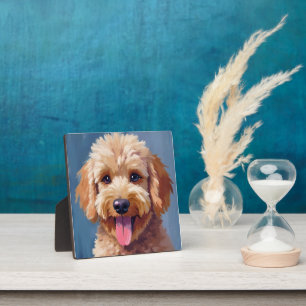 Plaque Photo Golden Doodle   Peinture aquarelle de chien animal