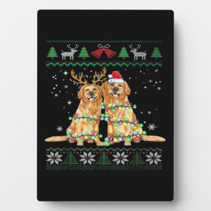 Plaque Photo Golden retriever Chien de Noël laid Drôle de Noël