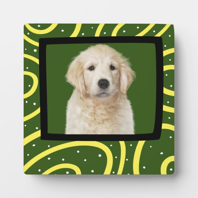 Plaque Photo Golden Retriever customized photo frame (Devant)