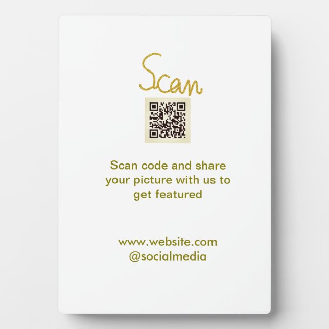 Plaque Photo Golden Scan QR code parties scintillant simple élé (Devant)