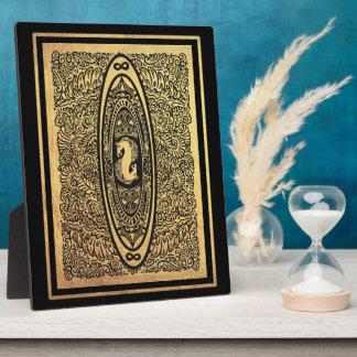 Plaque Photo Golden Seahorse Mandala - Ornate Infinity Design