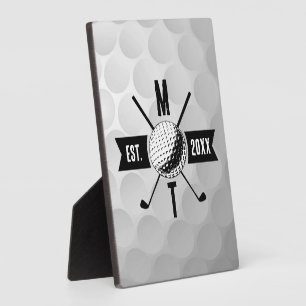 Plaque Photo Golf Ball Texture & Club Premier Monogramme