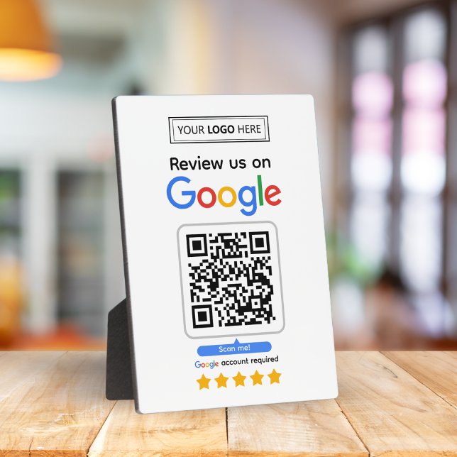 Plaque Photo Google Avis | Code QR de lien de critique d'entrep (Review us on Google Business Profile. Grow your business with reviews from happy customers)