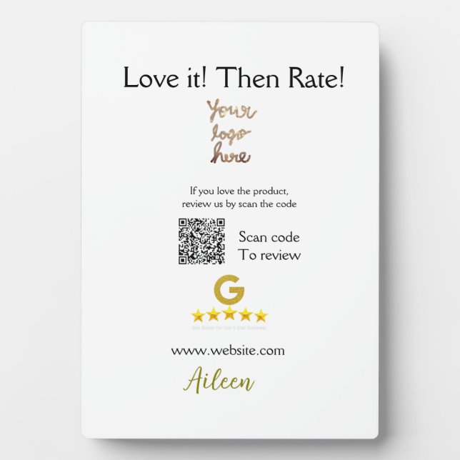 Plaque Photo Google évaluez-nous avis commande achat entreprise (Devant)