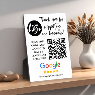 Plaque Photo Google Reviews Merci Logo Code QR
