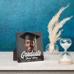 Plaque Photo Graduate Bold Script Graduation Gift Photo<br><div class="desc">This simple chic graduation photo plaque features a full photograph of your graduate. Bold simple script of your student name and class year in white typography for a modern minimalist gift. Celebrate the Class of 2026.</div>