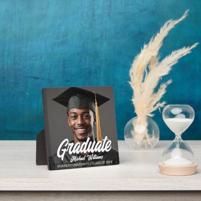 Plaque Photo Graduate Bold Script Graduation Gift Photo (Insitu)