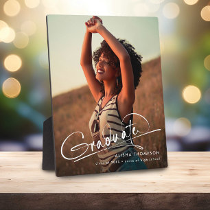 Plaque Photo Graduate de script moderne photo cadeau diplôme