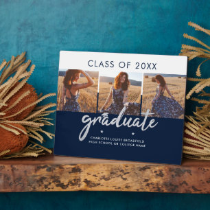 Plaque Photo Graduation 2024 Photo Collage Marine Blue Keepsaké