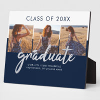 Graduation 2025 Photo Collage Silver Grad Navy