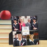Plaque Photo Graduation 4 Photo Collage Gold Graduate<br><div class="desc">Un cadeau photo en saké. Le modèle photo est mis en place pour que vous puissiez ajouter 4 de vos photos de fin d'études ou vos souvenirs préférés de vos années d'études. Vos photos sont affichées comme un simple collage photo de style grille et les images carré / instagram seront...</div>