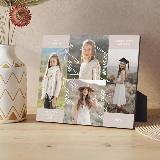 Plaque Photo Graduation Alors & Maintenant Grad Photo Collage G (Graduation Then & Now Grad Photo Collage Keepsake Plaque)