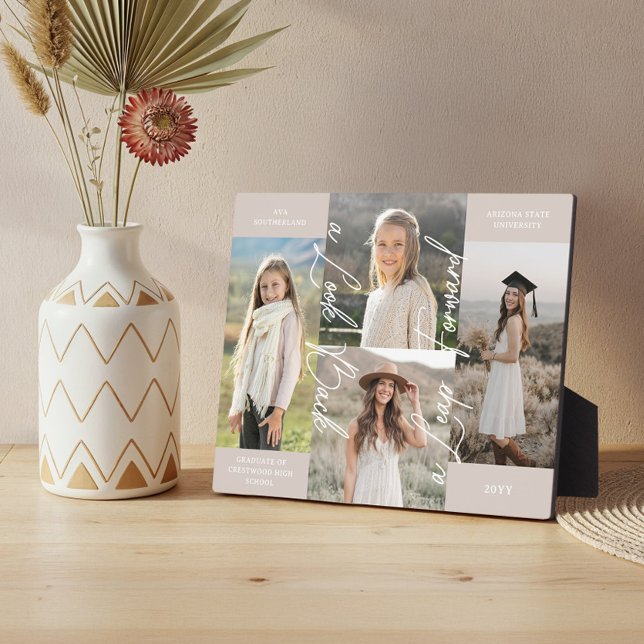 Plaque Photo Graduation Alors & Maintenant Grad Photo Collage G (Graduation Then & Now Grad Photo Collage Keepsake Plaque)