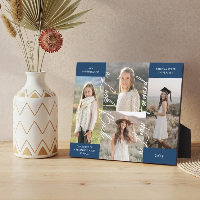 Plaque Photo Graduation Alors & Maintenant Grad Photo Collage G (Graduation Then & Now Grad Photo Collage Keepsake Plaque)