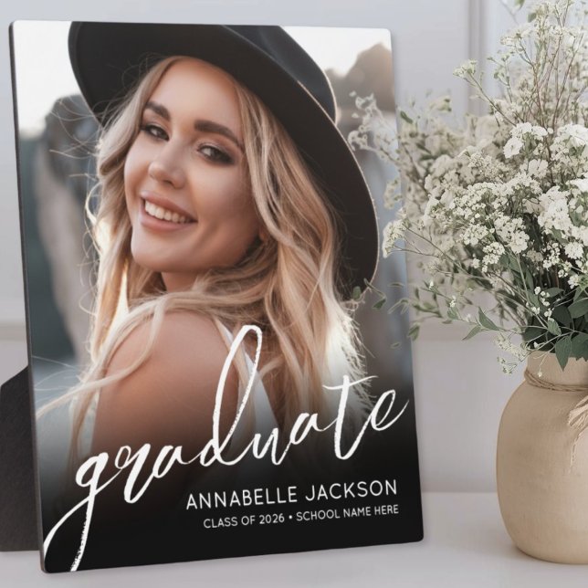 Plaque Photo Graduation Elegant Script Photo (Graduation Elegant Script Photo Plaque)