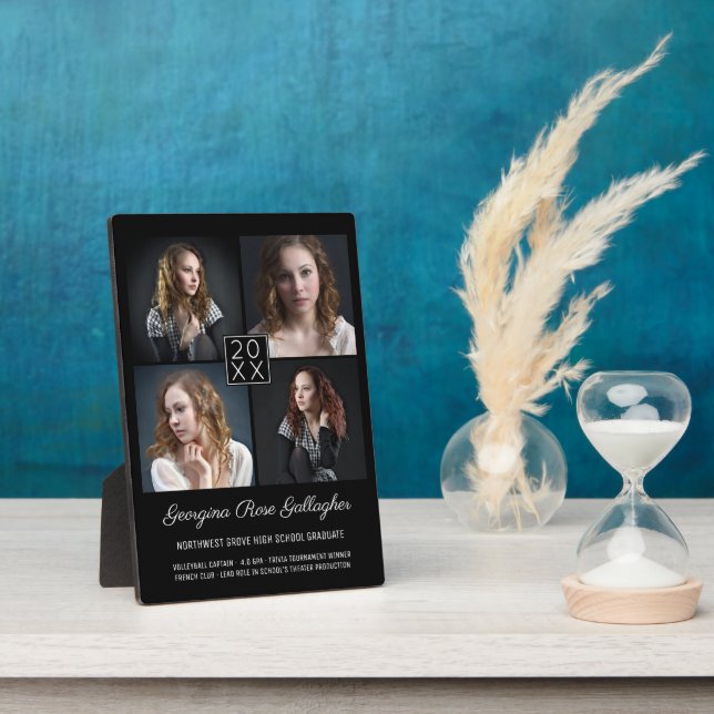 Plaque Photo Graduation Keepsake Modern Photo Collage Classy Bk (Côté)