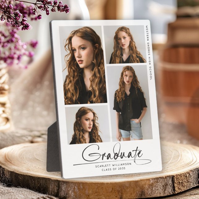 Plaque Photo Graduation moderne Party 4 Photo Collage Script (Créateur téléchargé)