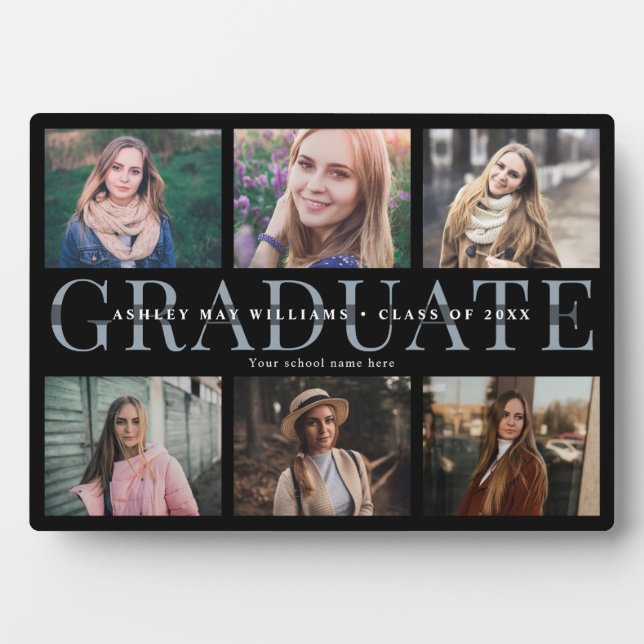 Plaque Photo Graduation moderne Photo Collage Chic Keepsaké Pla (Devant)