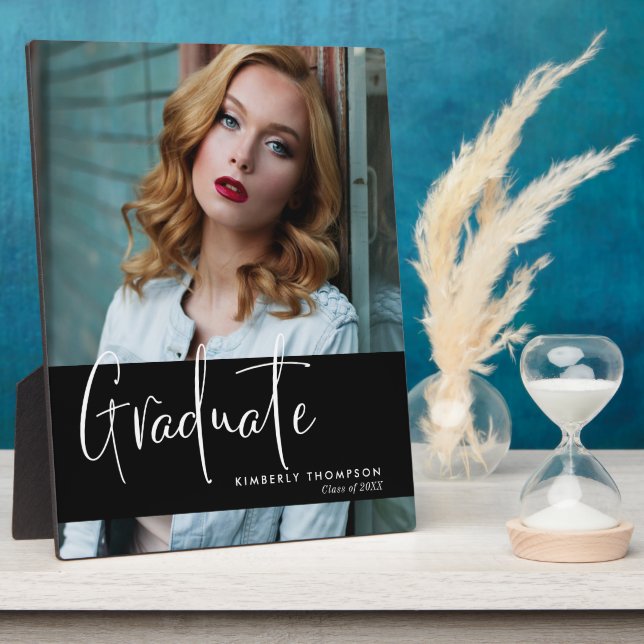 Plaque Photo Graduation Script Modern Simple Custom Photo (Côté)