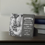 Plaque Photo Gramps Grandfather Father's Day Kids Photo<br><div class="desc">Grandfather is for old men, so he's Gramps instead! This awesome quote photo plaque is perfect for Father's Day, birthdays, or to celebrate a new grandpa or grandpa to be who loves to golf. Design features the saying "Gramps, because grandfather is for old guys" in white lettering on a chalkboard...</div>