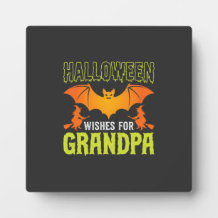 Plaque Photo Grand-père d'Halloween Chauve-souris Sorcière Vœux