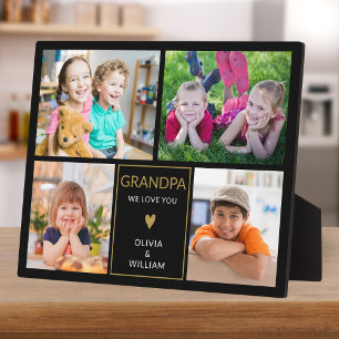 Plaque Photo Grand-Père Noir Et Or Nous Vous Aimons 4 Collage P