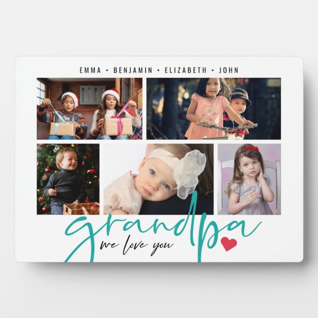 Plaque Photo Grand-père We Love You Modern Photo Collage (Devant)