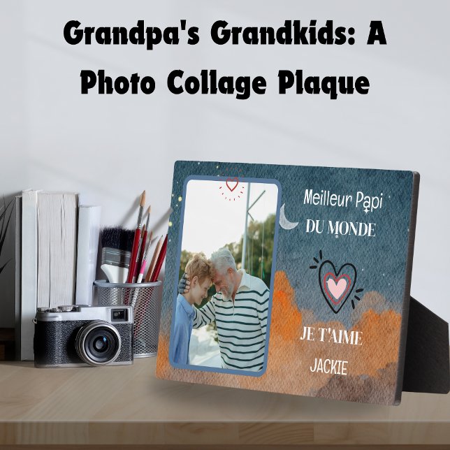 Plaque Photo Grand-père's Day cadeau personnalisé meilleur gran (Grandfather's Day personalized gift best grandpa Plaque)
