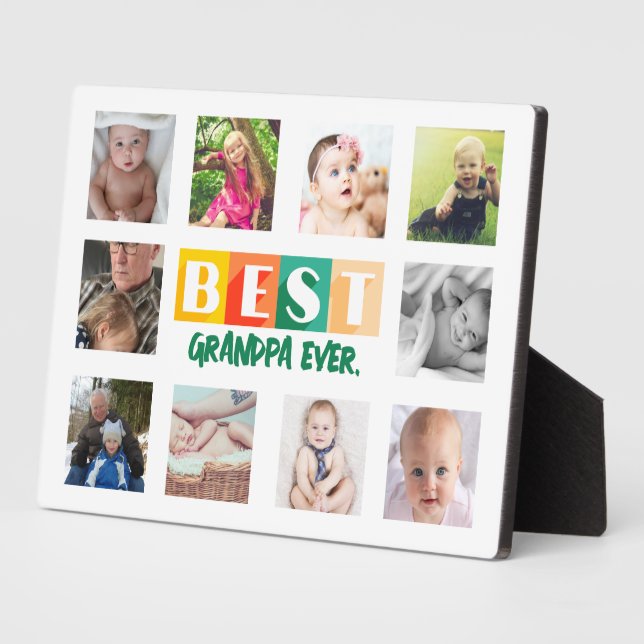 Plaque Photo Grandchildren Photo Collage Best Grandpa Ever Gift (Côté)