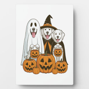 Plaque Photo Grande Pyrenees Chien Fantôme Sorcière Halloween C