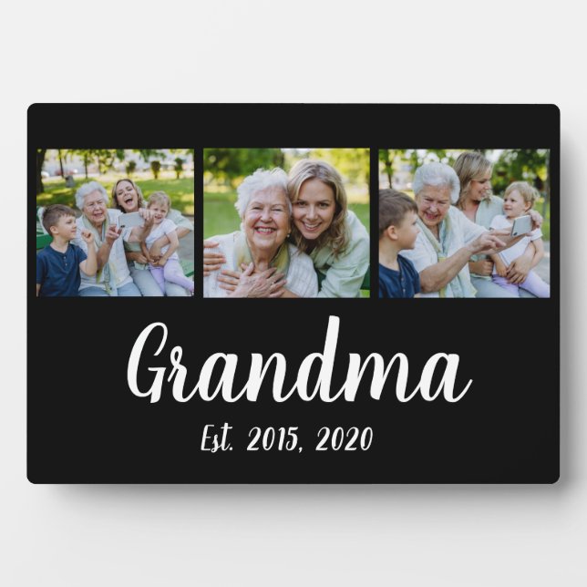 Plaque Photo Grandma Established Modern Script Black 3 Photo (Devant)