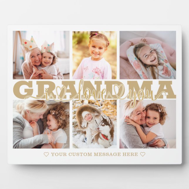 Plaque Photo GRANDMA I Love You 6 Photo Collage Gold 8x10 (Devant)
