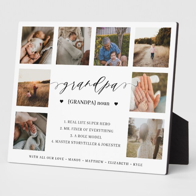 Plaque Photo Grandpa Définition Script Photo Collage Keepsaké (Côté)