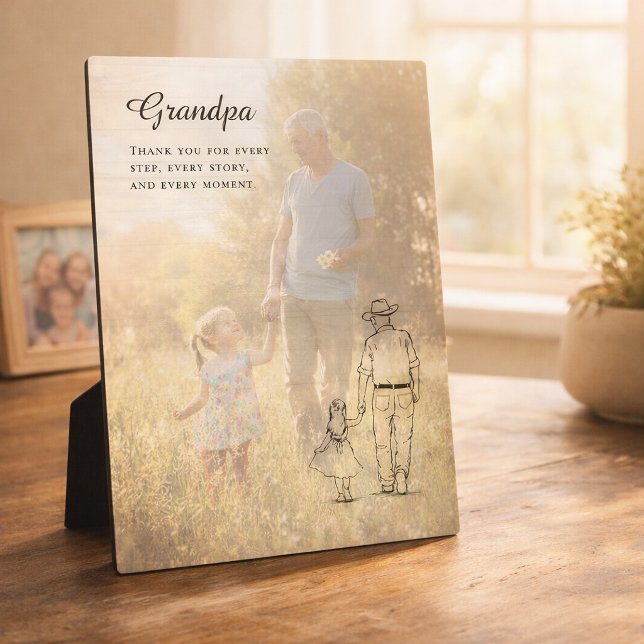 Plaque Photo Grandpa Photo Line Art From Granddaughter (Créateur téléchargé)