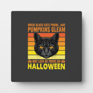 Plaque Photo Graphisme de citrouille vintage Halloween chat noi