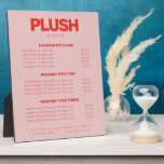 Plaque Photo Gras Pink and Red Modern Salon Services Tarifs<br><div class="desc">Gras rose et rouge moderne salon services liste de prix easel est un élégant panneau de tarification conçu avec un bonbon rose arrière - plan et de la typographie design contemporaine. Parfait pour tous les propriétaires de salon, stylistes, cosmétologistes, coiffeurs, maquilleurs, décorateurs d'intérieur, planificateurs d'évènements ou professionnels de la glisse....</div>
