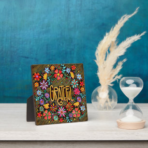 Plaque Photo Grateful Fun Floral BoHo Inspirivity Easel