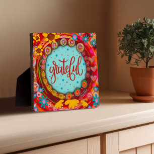 Plaque Photo Grateful Fun Whimsical Coloré Easel moderne